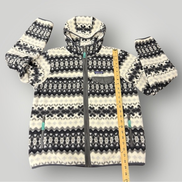 Patagonia Synchilla Snap T Hooded Fleece Jacket Women's L Geometric Print White - Picture 6 of 12